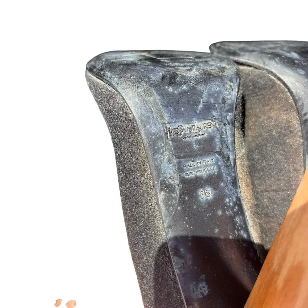 YSL Yves Saint Laurent Charlotte 105 Black Heel Pump Size 38 Size 7.5 8 - READ - Picture 10 of 10